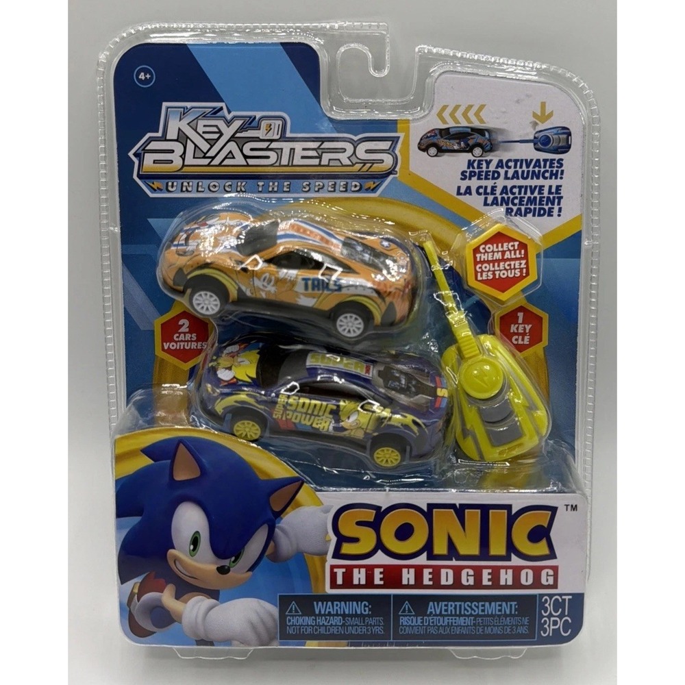 New Sonic The Hedgehog Key Blasters SONIC & TAILS Toy Cars 2024 New & Factory Se
